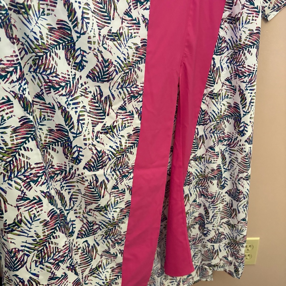 Coolibar NWT Pink Trim and White Patterned Kimono Dress - Picture 4 of 10